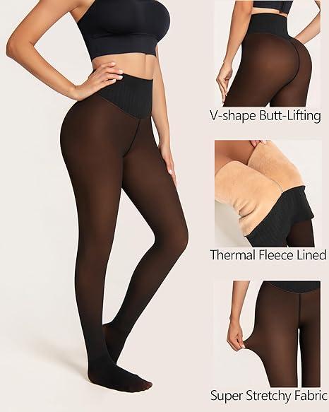 THE ORIGINAL! 4 SHADES·SIZE XS-3XL . MAGIC FLEECE LINED LEGGINGS·CLOSED FOOT(LOOKS LIKE PANTYHOSE) Winter Comfort Fleece Tights Available in Plus Size and Brown Fur Womenswear Bottoms