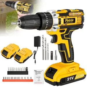 Fotrix 21V Multi-functional Lithium Electric Drill Kit for Home, Li-ion Cordless with 2 Batteries, Drill Bits & Toolbox for Versatile Use Rechargeable Power Tool Set Charger car