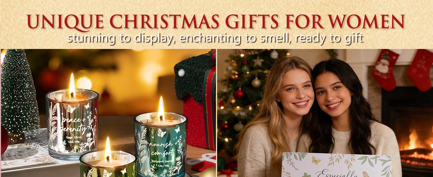 Mayicivo 3-Pack Soy Scented Candles, Home Fragrance Votive Candles, Festive Holiday Gifts for Women (Christmas, Birthday Presents for Mom, Friends)
