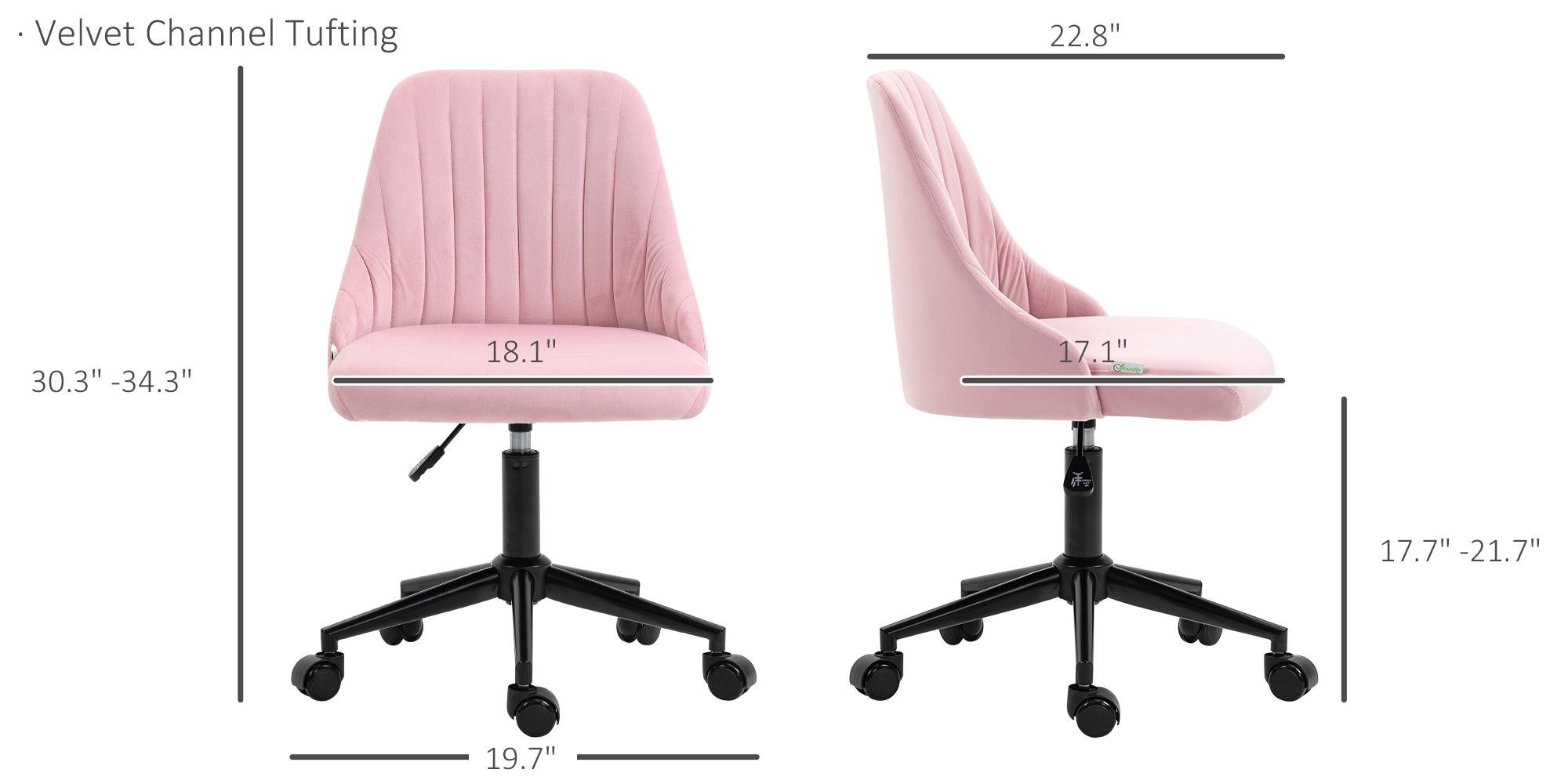 HOMCOM Mid-Back Office Chair, Swivel Vanity Chair with Adjustable Height and Wheels, Computer Desk Chair for Home Office or Bedroom