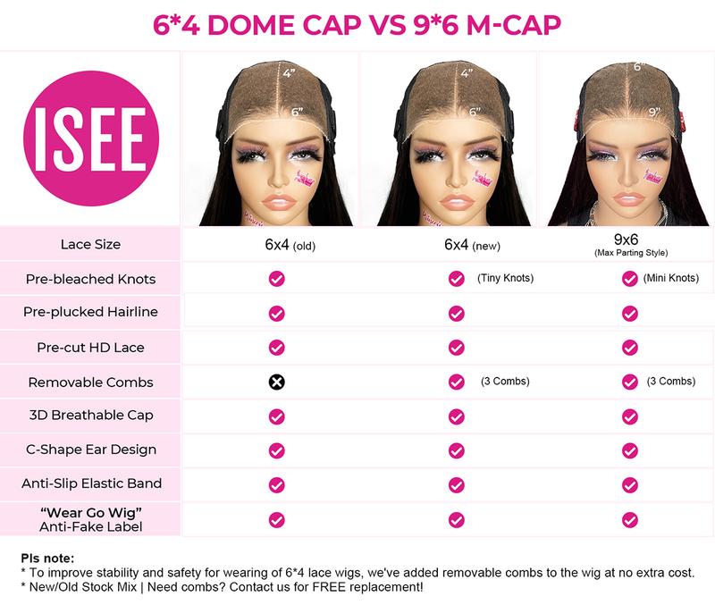 ISEE HAIR Wear Go V5 Straight Glueless Human Hair Wigs 6*4 HD Lace Closure Wigs & 9*6 M-cap Lace Front Pre Plucked Tiny Knots Glueless Human Wigs Beginners Friendly Vacation Hair Outdoorfun  #TikTokShopHolidayHaul