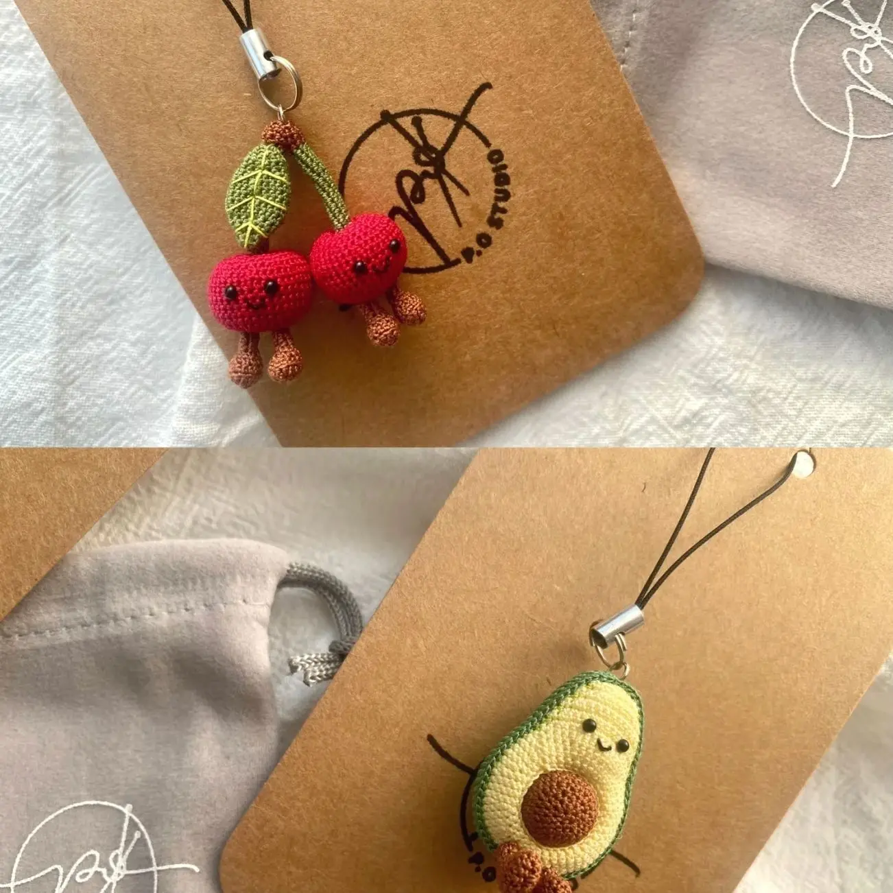 Micro Crochet Charm, Handmade Gift ,Fruit/ Cherry/Avocado/ Phone charm/Key Accessory/Keychain/jellycat style/Gift for her/Children's Day