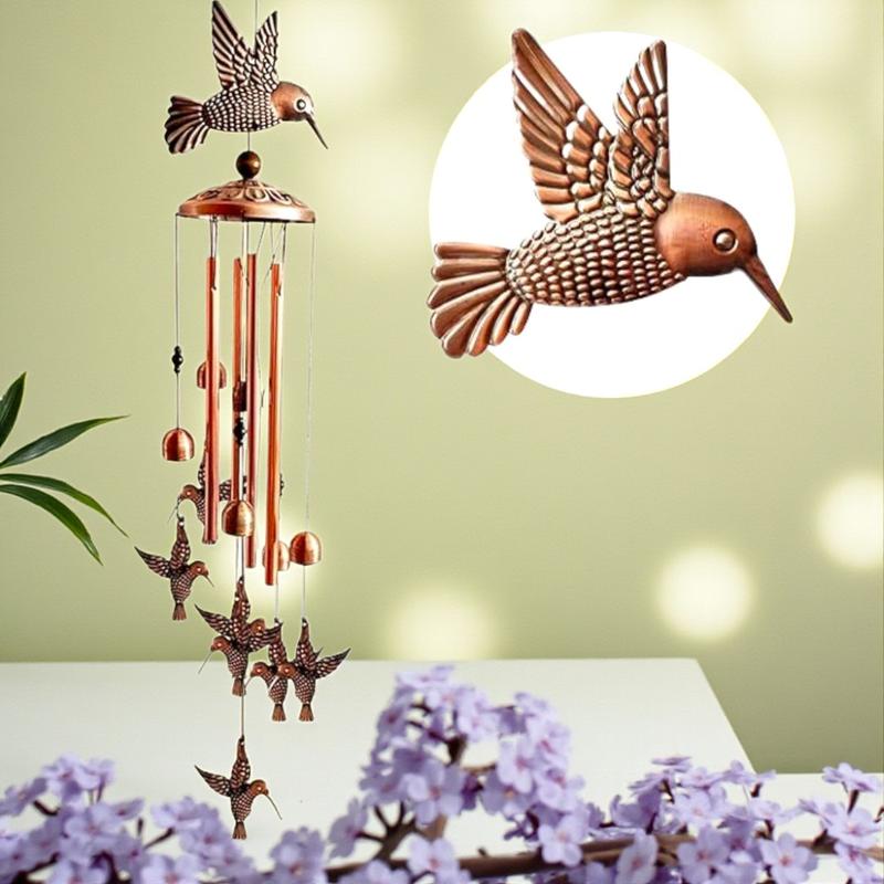 Outdoor Hummingbird Wind Chimes-Aluminum Bird Windchimes,Festival Hanging ornaments for Home patio Outside Decoration,Garden decor Memorial Gift