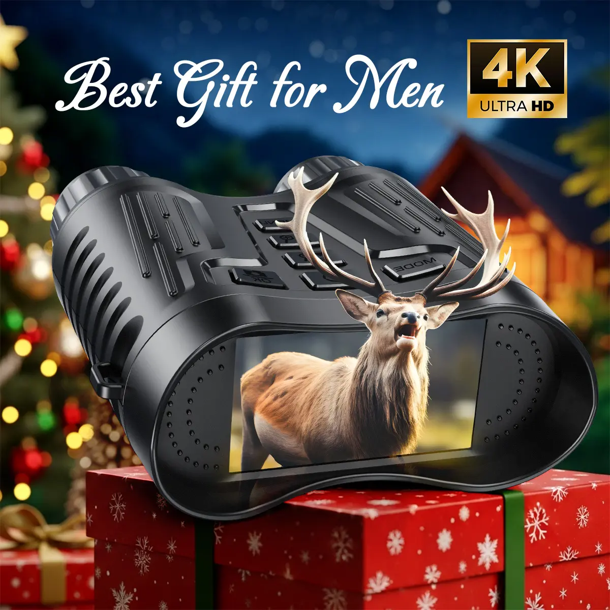 Diyimin 4K Night Vision Goggles Binoculars with 2000mAh Battery, 7-Level Infrared, 6X Zoom, 3.2" HD Display, 32GB Storage for Wildlife Observation, Hunting, Camping, Security, Cool Tech Gifts for Men