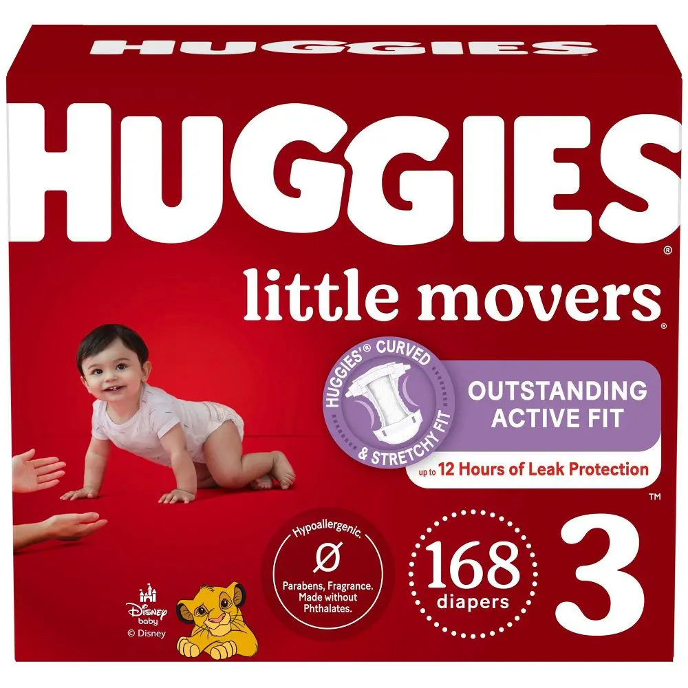 Huggies Little Movers Disposable Diapers - Econ+ Pack - Size 3 - 168ct