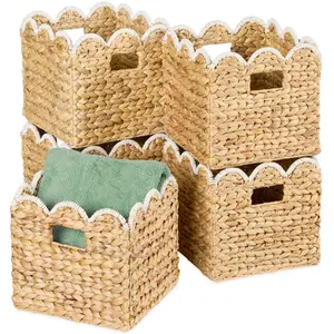 Best Choice Products Scalloped 12 x 12in Hyacinth Storage Basket Set of 5