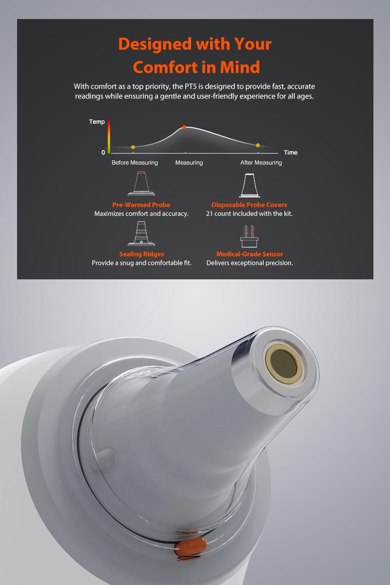 iHealth Digital Ear Thermometer, 1-Second Accurate Reading, Infrared, Pre-Warmed Tip with 21 Disposable Lens Filters & Organizer Case for All age