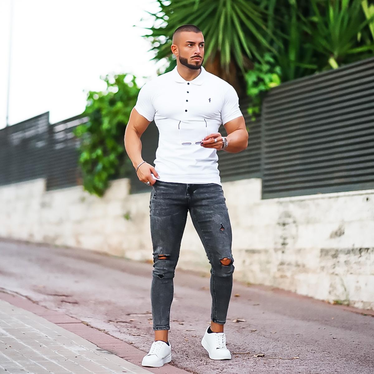 GINGTTO Men's Ripped Skinny Jeans Fashion Slim Fit Stretch Denim Jeans Pants