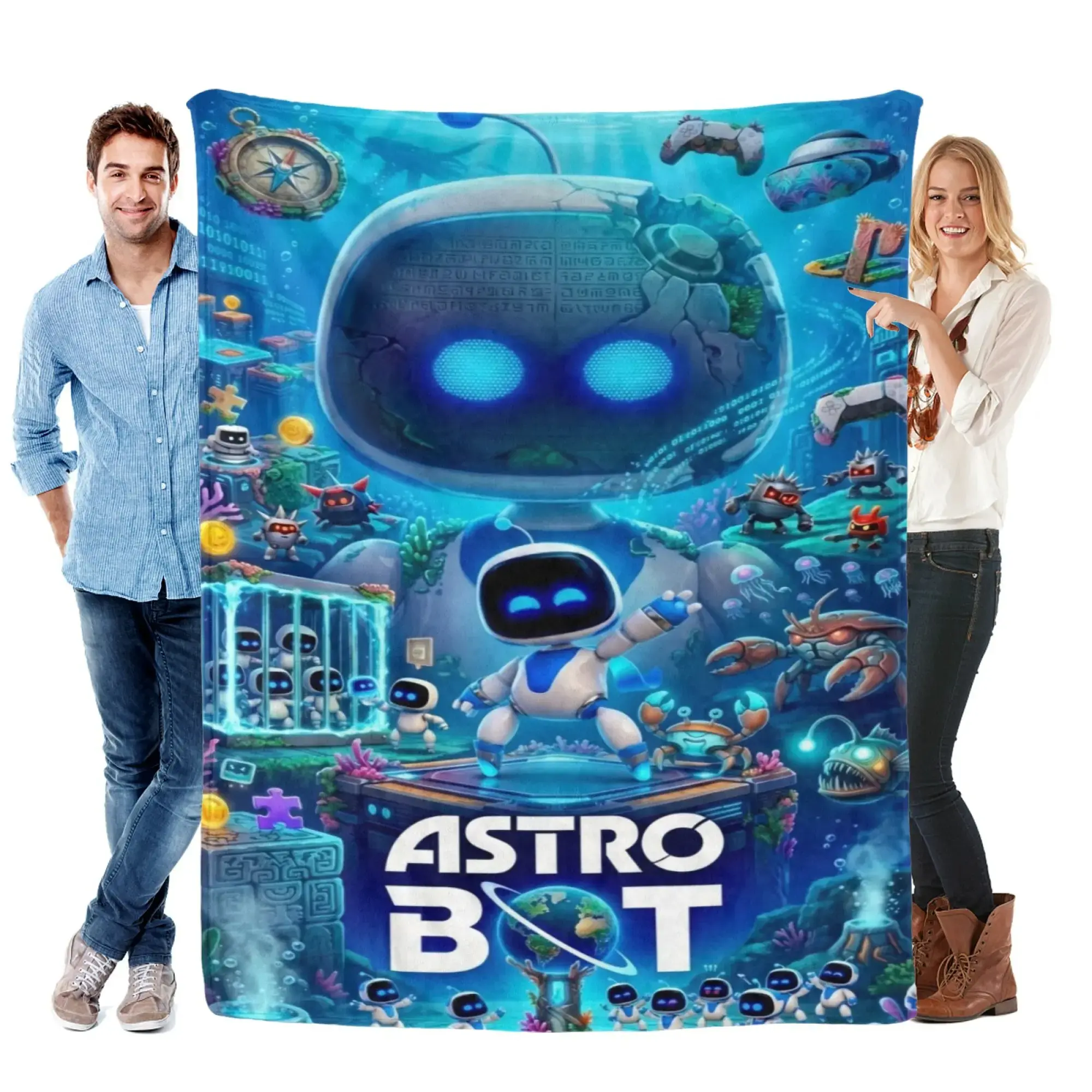 Astro Bot Blanket - Officially Licensed Astro Bot Design - Soft and Cozy - Perfect for Gaming Fans - Ideal for Bed or Sofa
