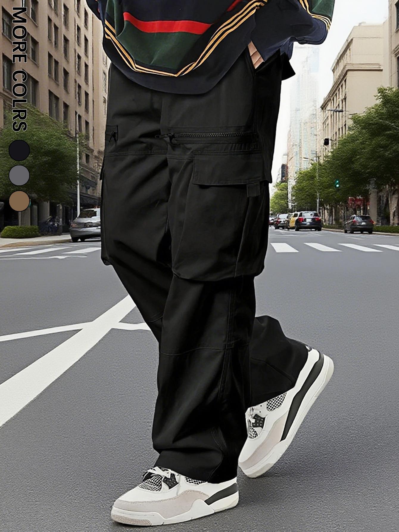 Men's Flap Pocket Cargo Loose fit Pants, Street Fashion Trousers for Daily Wear Men's Bottoms for All Seasons, Casual StreetStyle Clothing, Menswear, Clothe, Casual Streetwear Trousers, Casual Comfy Trousers