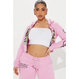 Ed Hardy New York Eagle Zip Front Hoodie - Pink Y