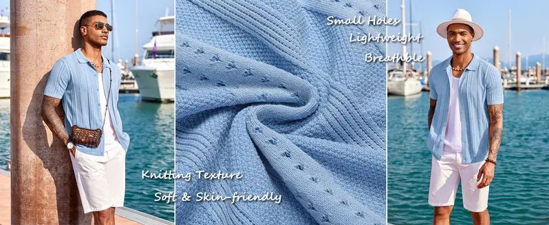 Men's Knit Button-Down Shirt Details