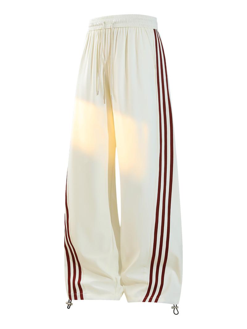 CCCMAI Men's color-block side stripe sports pants, all-season men's casual fashion trendy straight-leg pants with drawstring waistband, classic menswear sweatpants, loose casual pants, stylish activewear for men. Striped