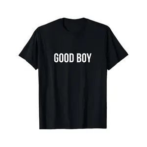Men'S "GOOD BOY" Graphic Crew Neck T-Shirt - Classic Black Casual Streetwear Tee, Comfortable Short Sleeve for Outdoor & Casual Attire, Regular Fit, All-Season Versatile Top, Everyday Comfort | Bold Text Design | Durable Fabric