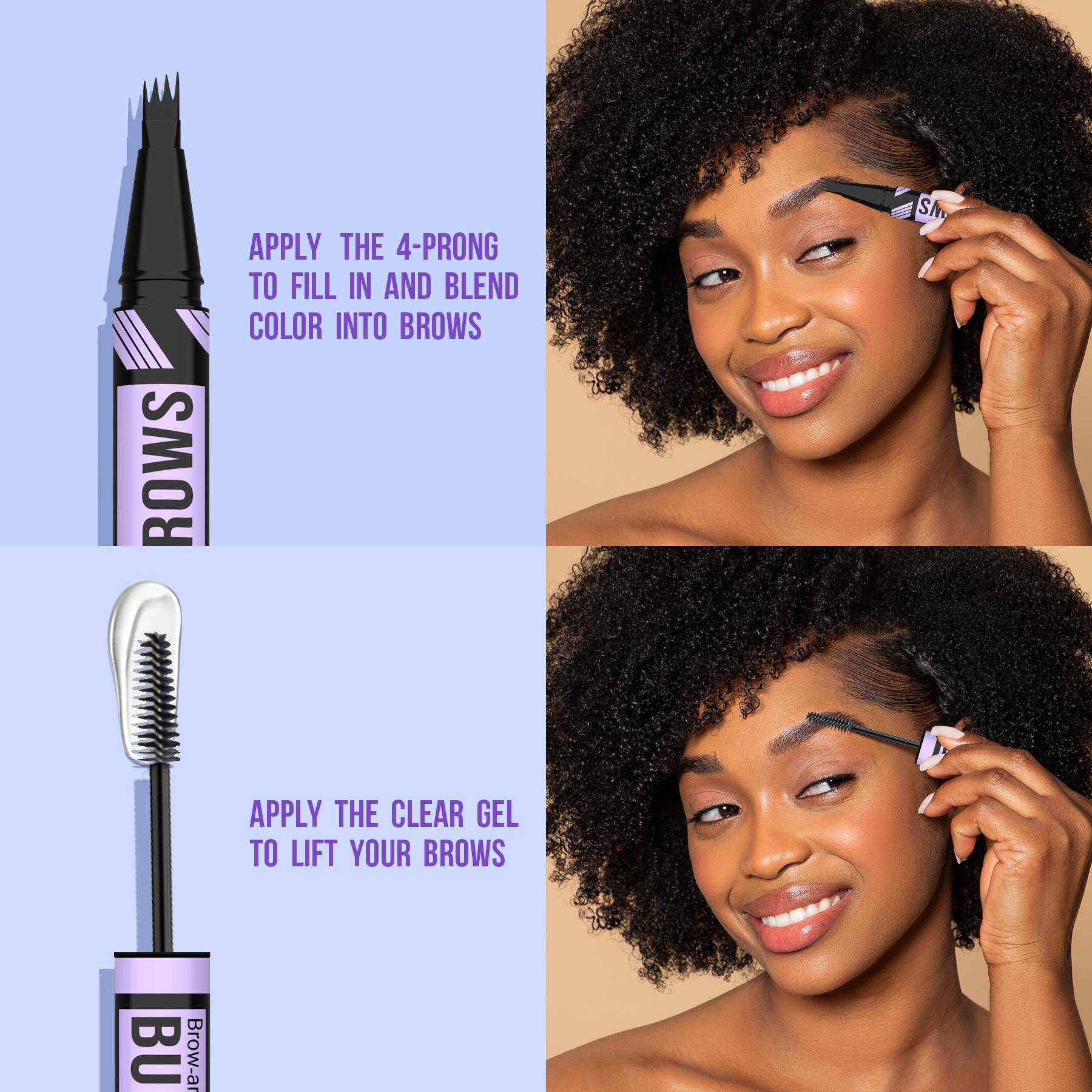 IMethod Curved Eyebrow Pen - Microblading Brow Pencil, Micro-Fork-Tip Applicator & Brow Pen 2-in-1 Dual-Ended Eyebrow Pencils for Women