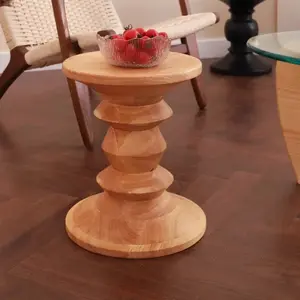 Vintage Wooden Round Coffee Table — Multi‑Functional Centerpiece & Shoe‑Changing Stool