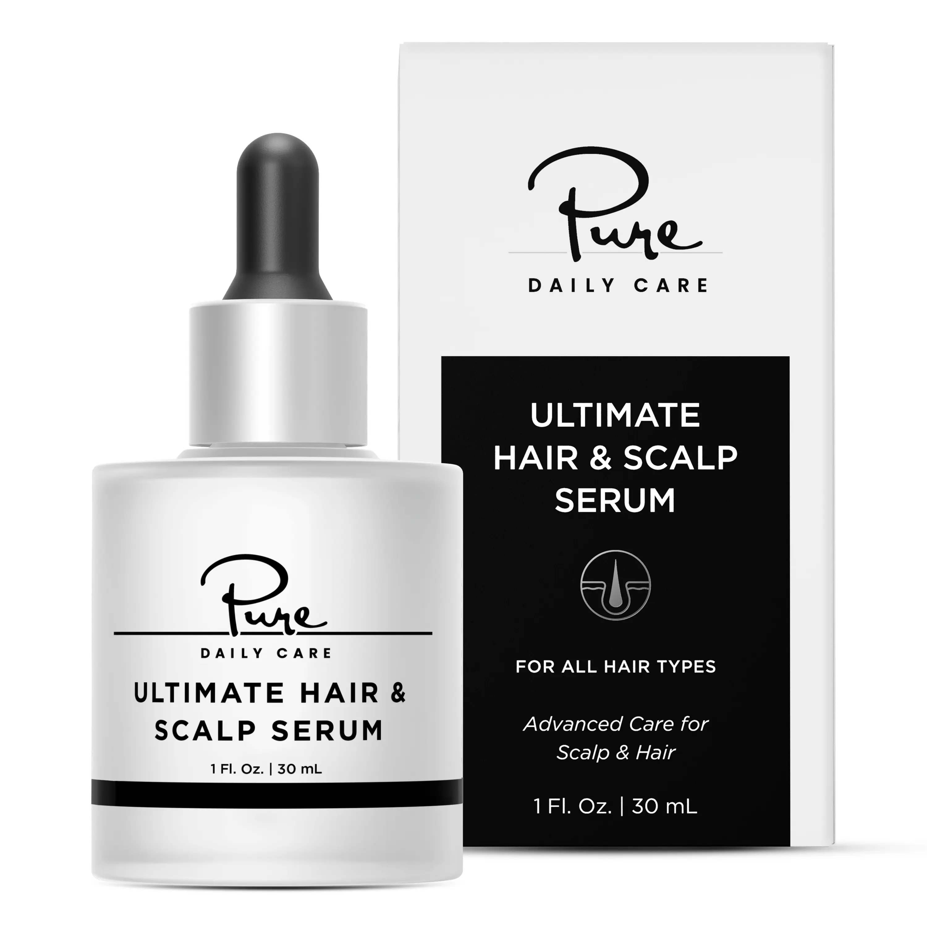 Ultimate Hair & Scalp Serum by Pure Daily Care - Clinically Inspired, Dermatology-Rooted Formula for Fuller Stronger Healthier Hair - Lightweight Non-Greasy Fragrance-Free - 1 FL OZ 30 mL