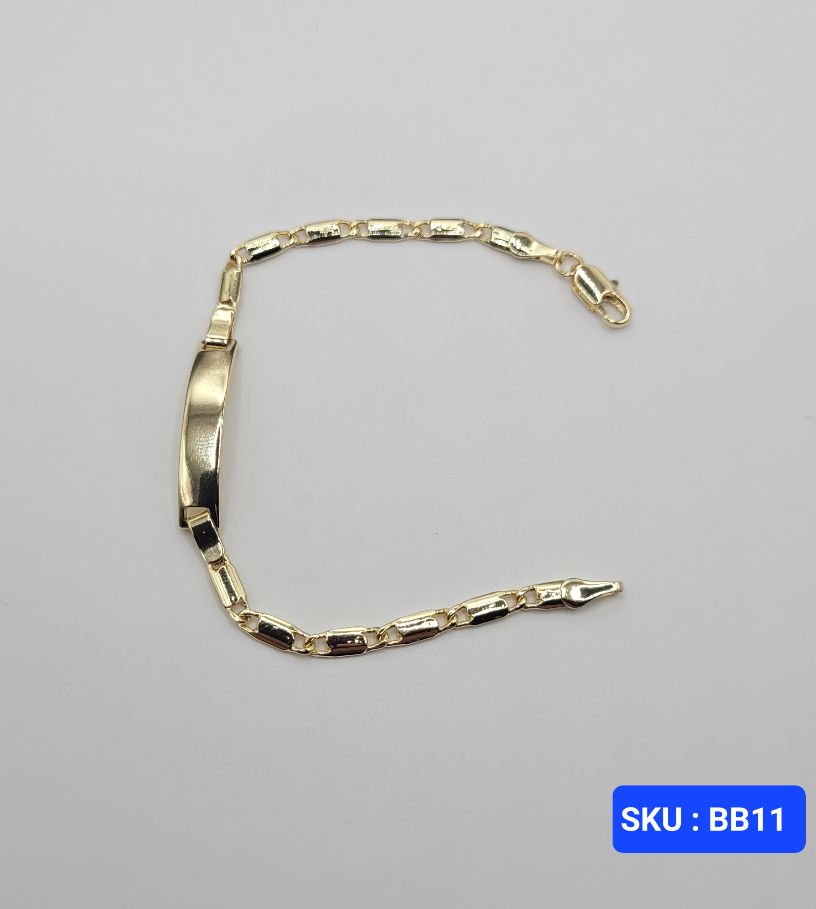 Bracelet for Babies & Small Kids Chain 6 Inches 5mm Plate 3mm Laminated Gold No Engraving Comfortable Fit Daily Wear Jewelry