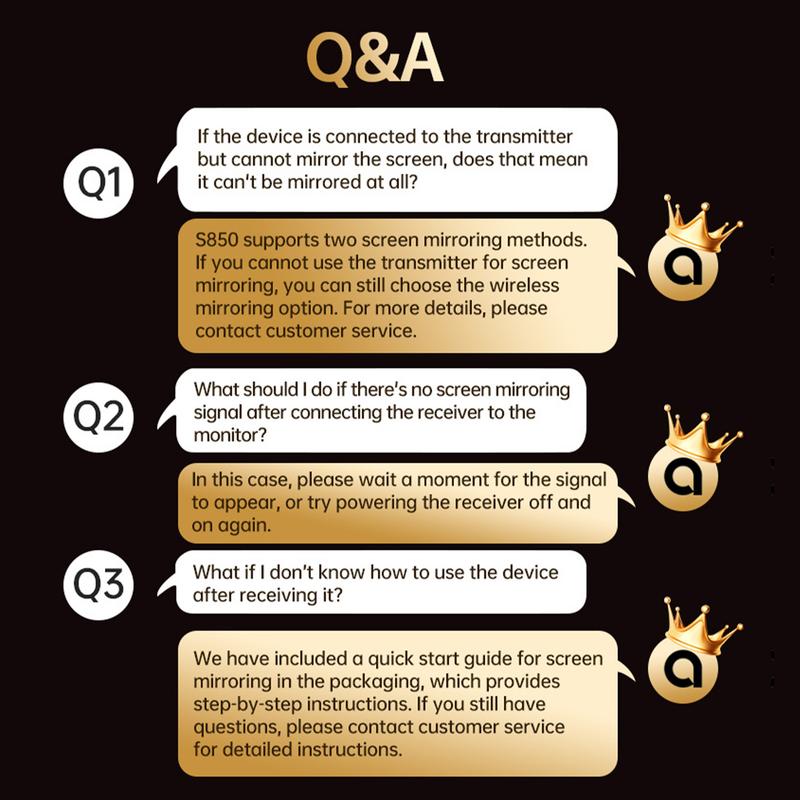 llano S850 Upgraded Type-C Wireless HDMI Transmitter and Receiver, 50M, Ultra 4K Decode Input 1080P@60Hz Output, Plug&Play 5G+2.4G and Audio for Phone/Tablet/Laptop/PC to Monitor/Projector/TV Box