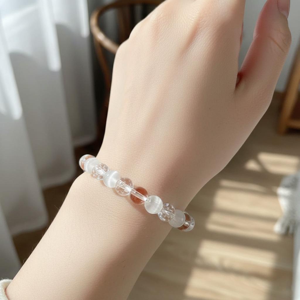 Anxiety Crystal Beaded Bracelets for Women Men, Yoga & Spiritual Jewelry for Calming Mood & Mindful Living, Handmade Gemstone Bracelet for Balance & Wellness, Thoughtful Gift for Self-Care Enthusiasts