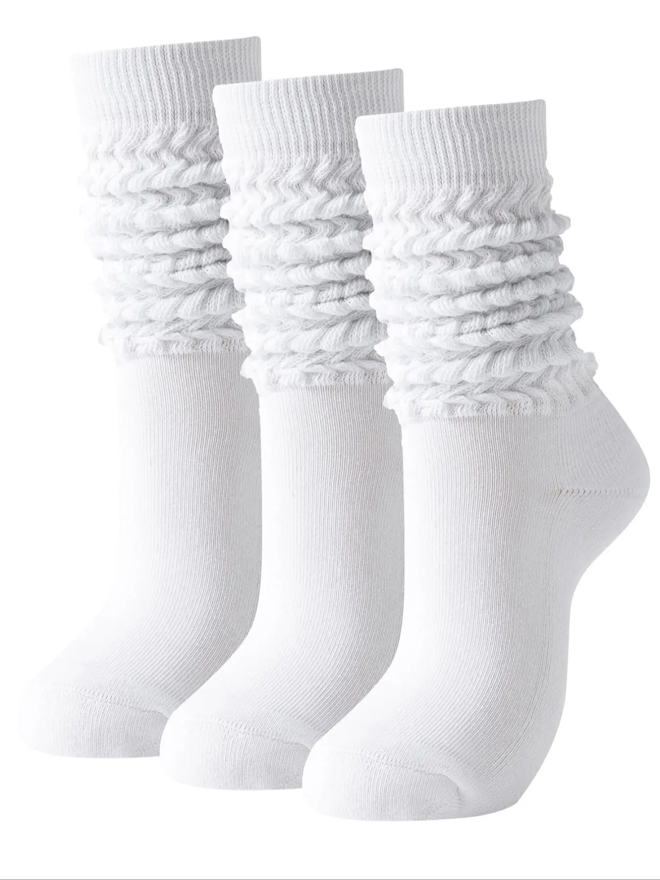 3 Pairs Women's Slouch Socks, Long Scrunch Crew Socks, Soft Lightweight Knee-High Socks for Casual Wear, Dance and Workouts