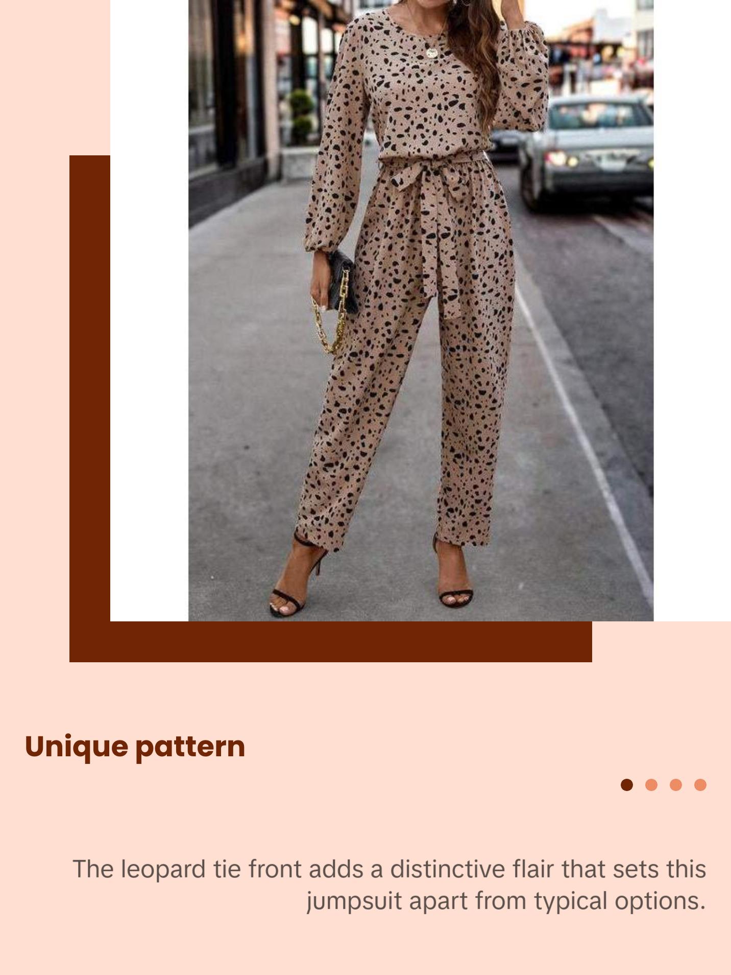 Leopard Tie Front Balloon Sleeve Jumpsuit