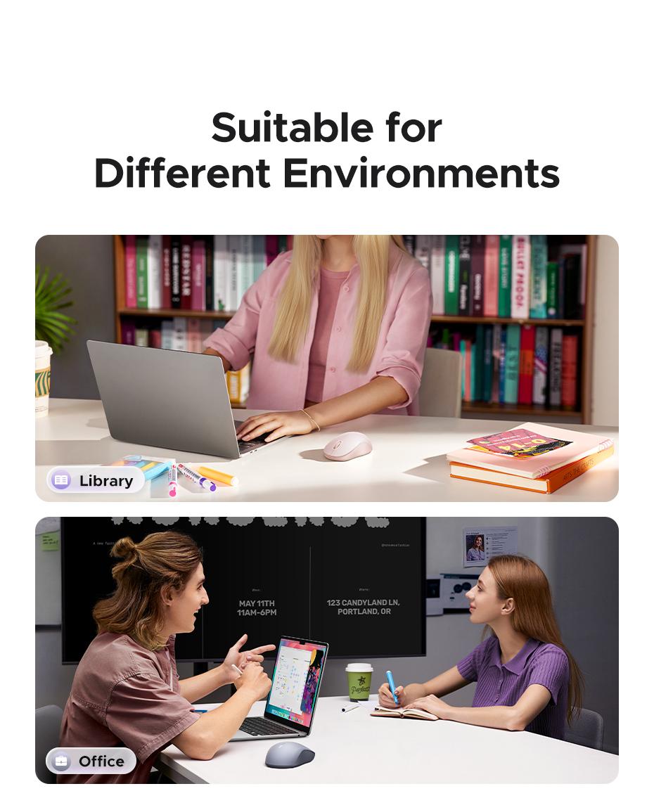 UGREEN  Wireless Bluetooth Mouse Laptop Mice Portable(BT5.0 and USB 2.4G) Dual Mode Connection Silent Slim Computer Mouse for Laptop/iPad Tablet/Apple MacBook/PC