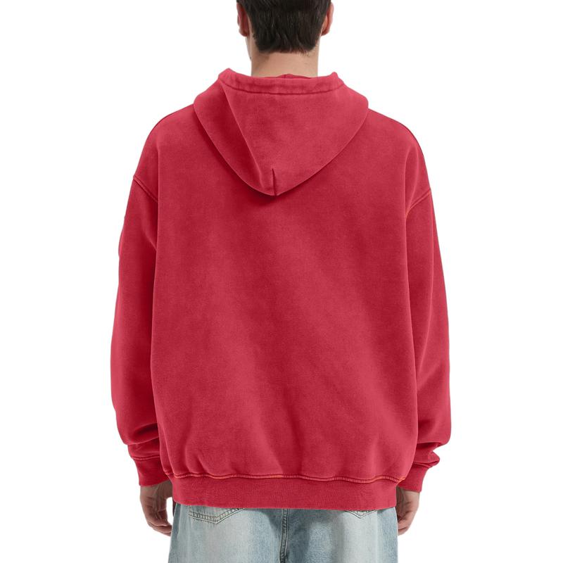 FAIABLE Hoodies Vintage Acid Washed Heavyweight Fleece Half Zip Unisex Hoodie for Women with Kangaroo Pocket & Earbud Sleeve Pocket Casual Aesthetic Streetwear Style Essential Comfort Hoodies