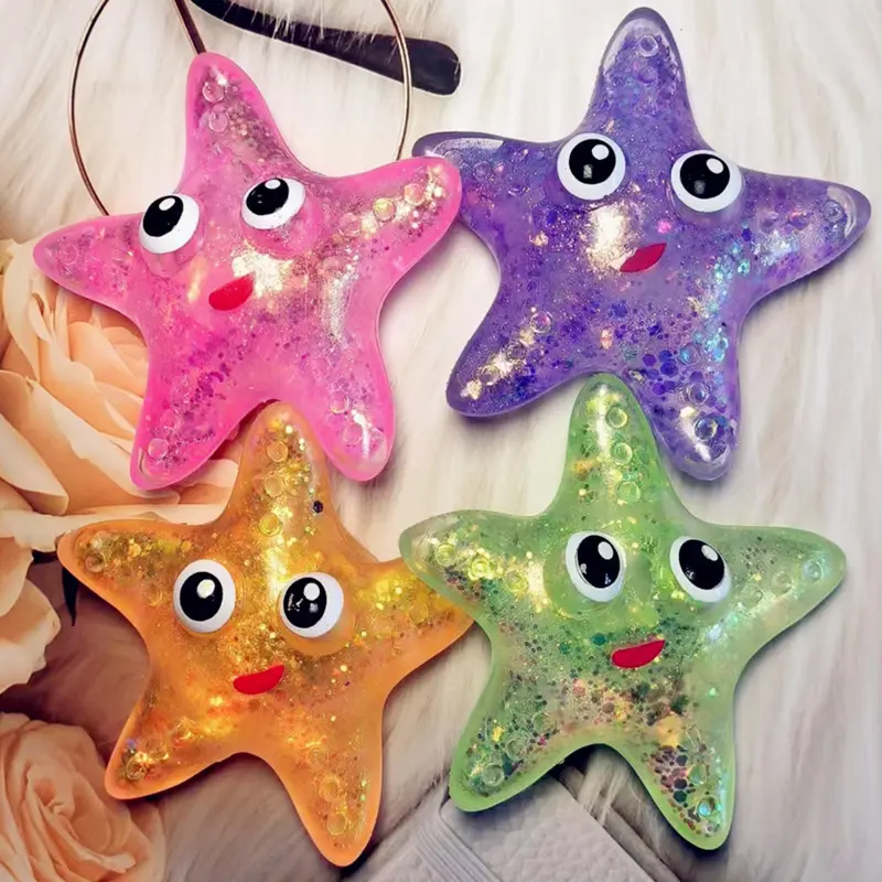 Starfish Sugar Ball Stress Balls for Adults, Starfish Malt Sugar Balls Slow Rise Sensory Fidget Toy for Kids, Squeeze Ball, Squishy Star Stress Relief Toys for Classroom Prizes, Party Favors