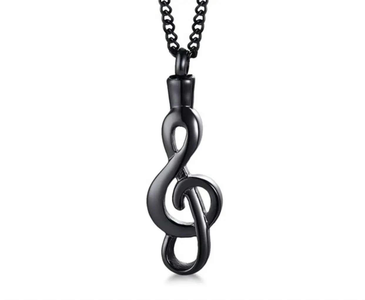 Musical Note Cremation Urn Necklace, Black, Keepsake, Memorial, Ashes