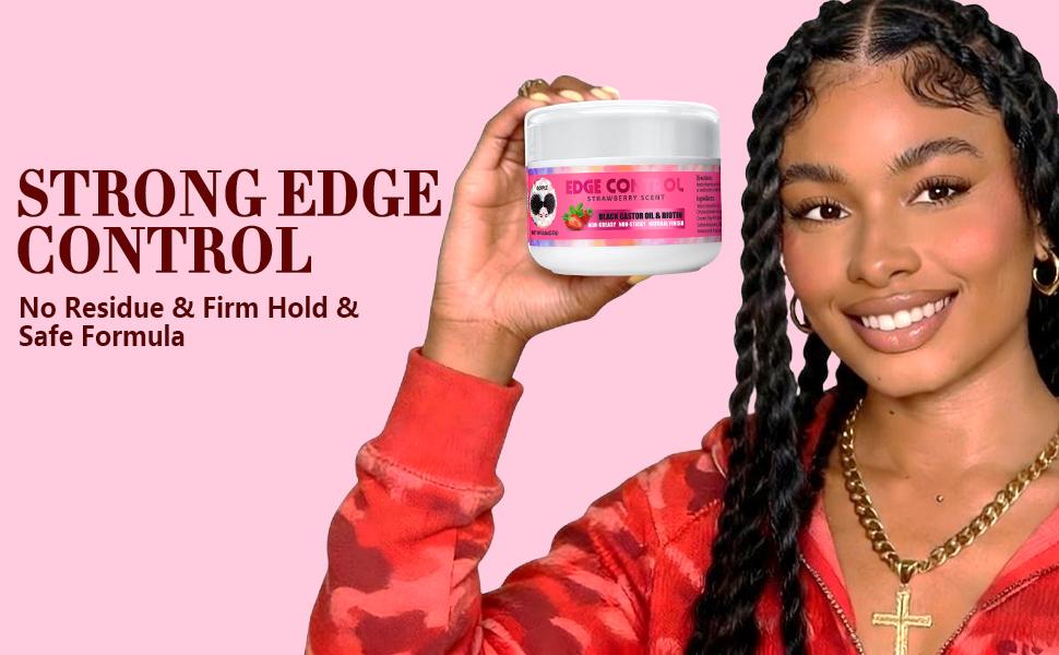 4 Counts Natural Edge Control Wax Gel for Women Strong Hold, Non-Greasy, No Flaking or White Residue, Smooths Edges Organic (Strawberry Scent)