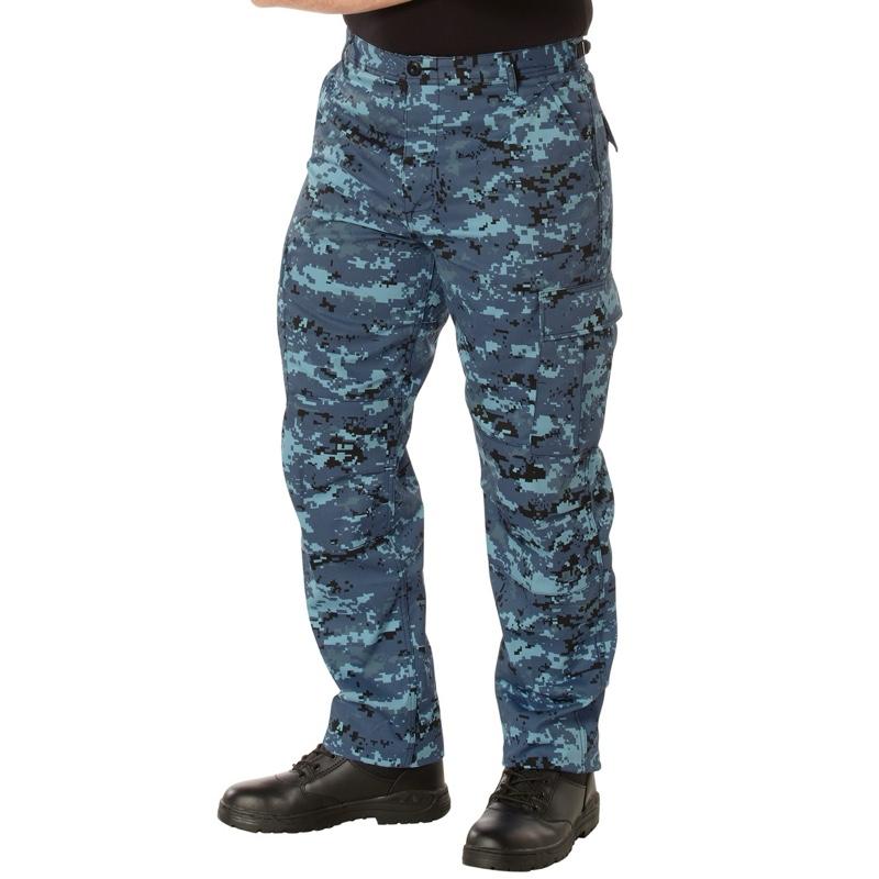 ROTHCO Digital Camo Tactical BDU Pants - Men's & Women's, Adjustable Waist, Zipper Fly, Reinforced Seat & Knees, Drawstring Bottoms, 6 Utility Pockets, Machine Washable - Camouflage