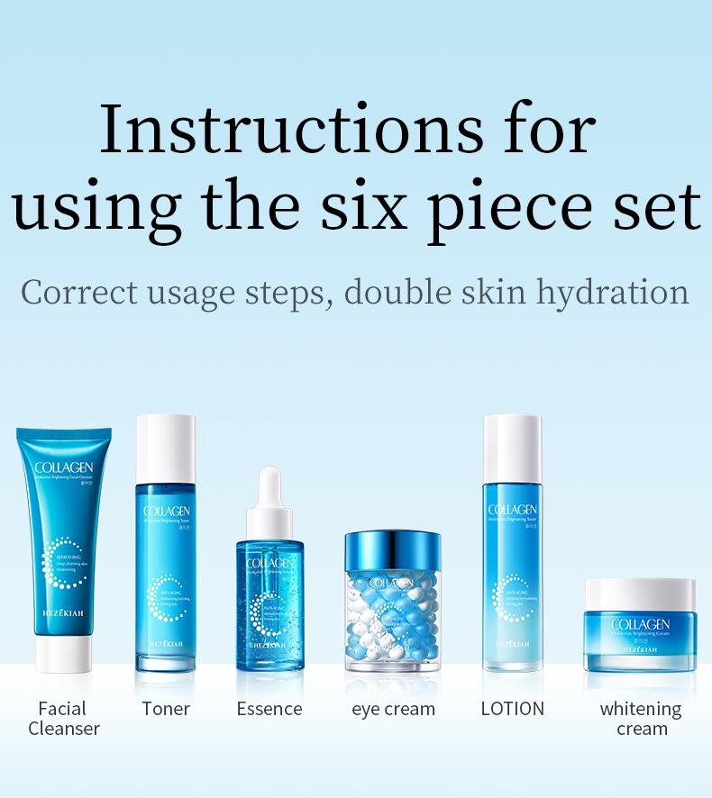 Collagen Moisturize Brightening Six Piece Set,Skin Care Kits,Anti-Aging Moisturizing Hydrating Firming,Hydrate Moisturizer