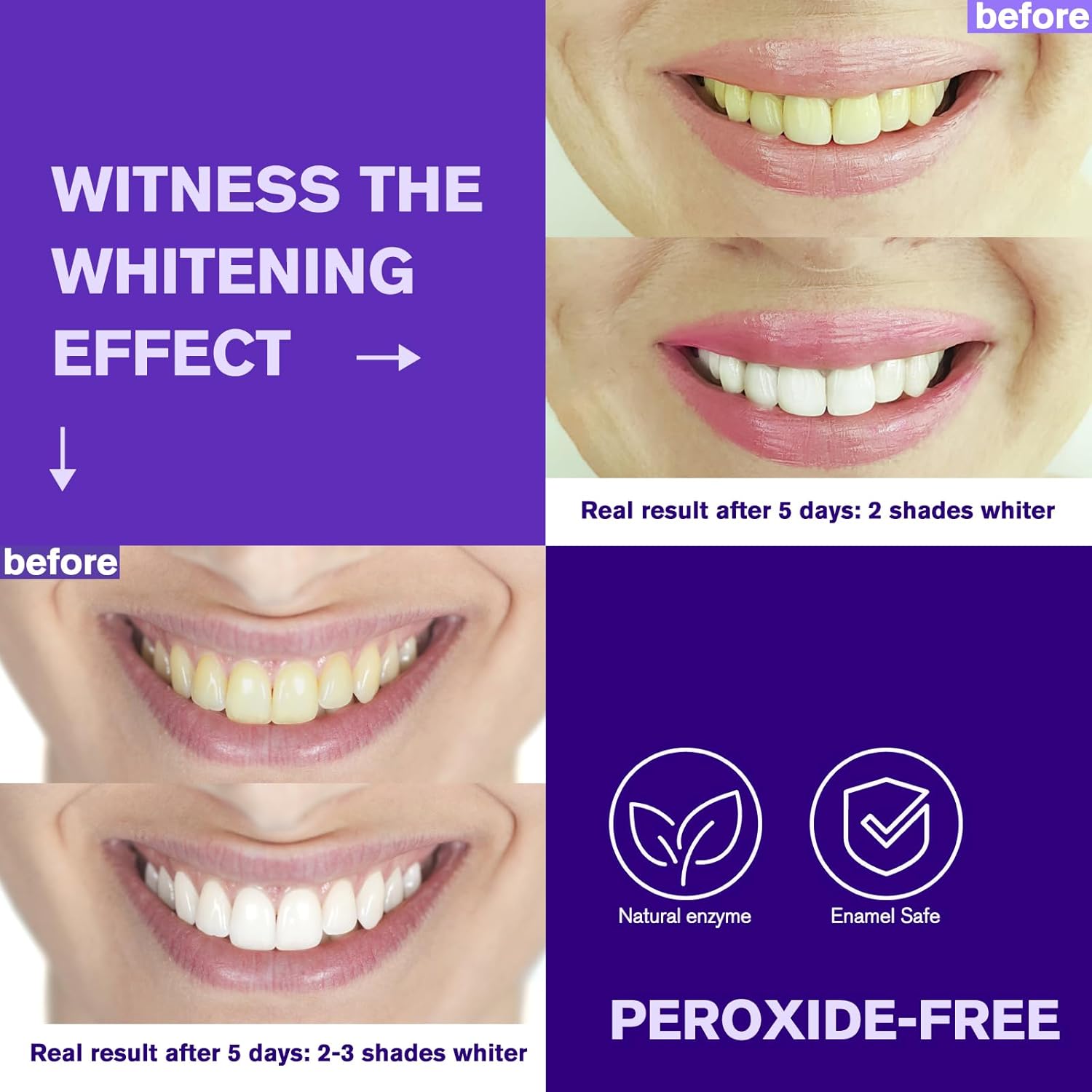 Purple Teeth Whitening Strips – Color Correcting Whitening Strips for Yellow Teeth Stains, Teeth Brightening & Stain Removing Whitening Treatment, Purple Tooth Color Correction for Whiter Smile, 14Pairs 30 Min Teeth Whitening Care Oral