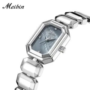 Women's Elegant Square Quartz Watch, Minimalist Fashion Casual Wristwatch, Rhinestone Decor, Waterproof, Exquisite Commuting Versatile Timepiece for Daily Wear & Birthday Gift for Her