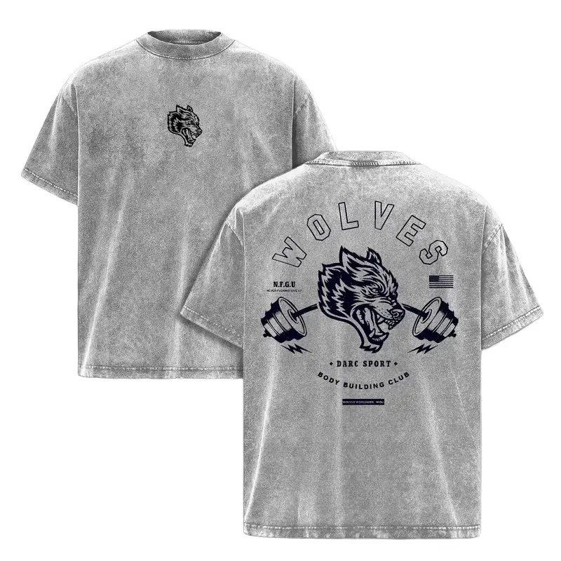 Darc Sport Wolves Gym Washed Tee v6: Premium Heavyweight Cotton