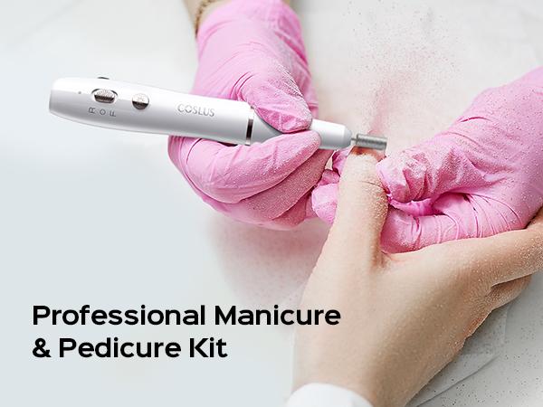 COSLUS Cordless Nail Drill and Electric Nail File:2-in-1 Portable Nail Drill Set with Nail Light, Professional for Crystal Glue Dip Powder Nail Art,Manicure/Pedicure Tool Polishing Set with Nail Drill Bits and Sanding Tool Belt Uv Curing Lamp Compact