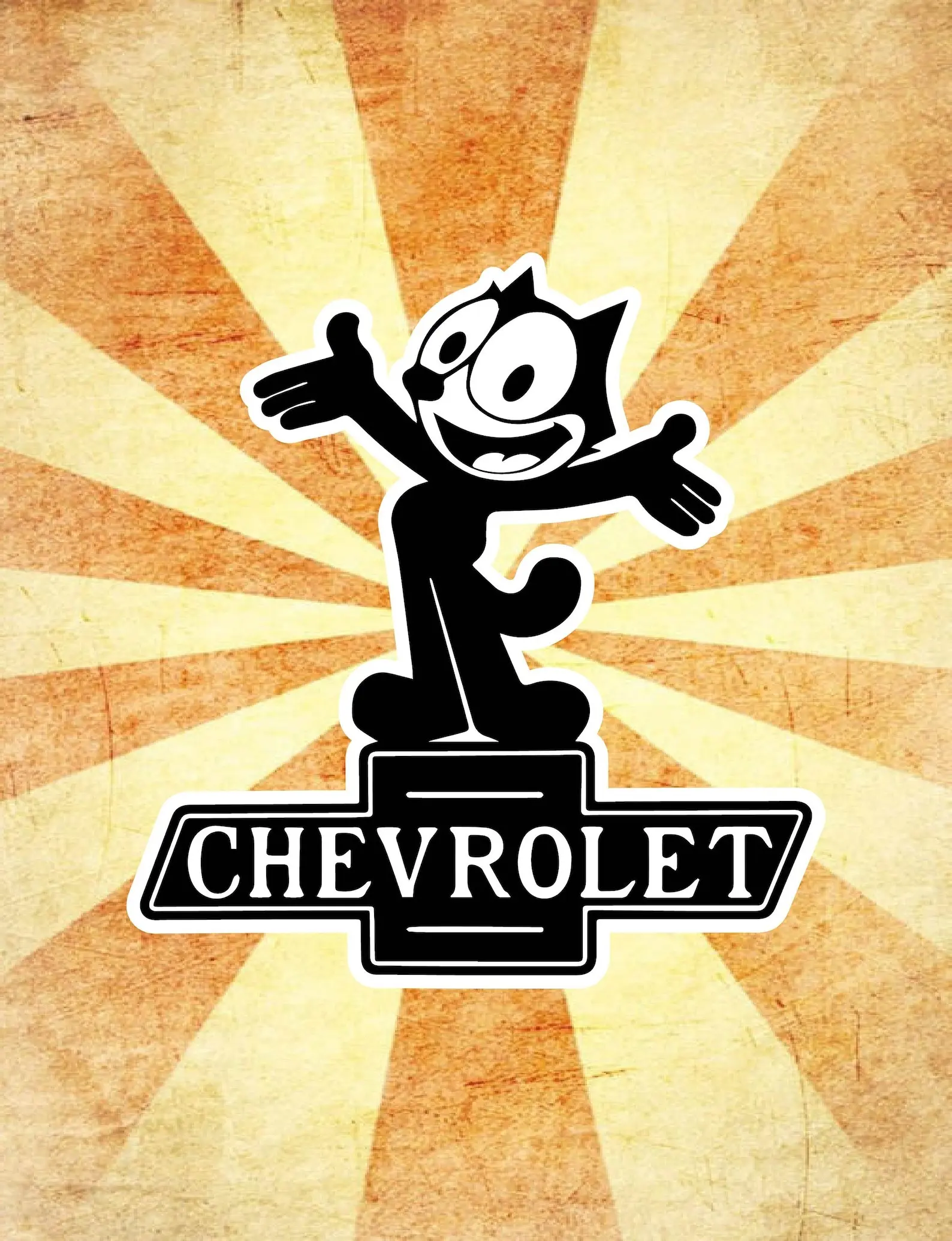 Felix the Cat Chevrolet Sticker - Chevy Fan Decal, Construction Skeleton Decal, Hard Hat Sticker, Blue Collars Stickers, Journeyman, Sparks