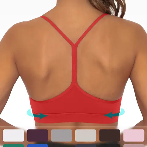 Y Back Sports Bra for Women Low Impact Racerback Workout Bras Sexy Thin Straps Yoga Bras with Removable Pads