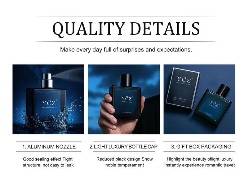 YCZ Midnight Marine Eau De Parfum 100ml Unisex Ocean Fresh Scent with Bergamot Coconut Amber for Him & Her Premium Aromatic Woody Fragrance