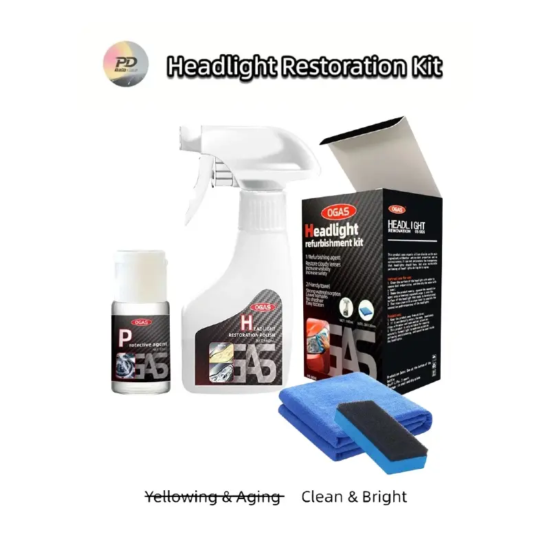 Restoration Kit – Guaranteed To Last As Long As You Own Your Vehicle – Brings Headlights Back to Like New Condition - No Power Tools Required Aging Car Yellowing Spray Polish Rejuvenation Solution Bright