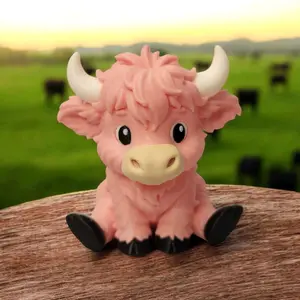 Limted Edition Pink Highlander cow desk buddy 3D-printed 3 inches tall