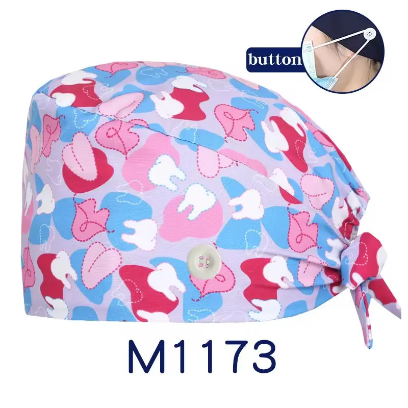 [3-Pack] Premium Button Scrub Caps Set, Nurse Cap Hats, Anti-Ear Pain Medical & Dental Headwear with Inner Sweatband for Cool Girls