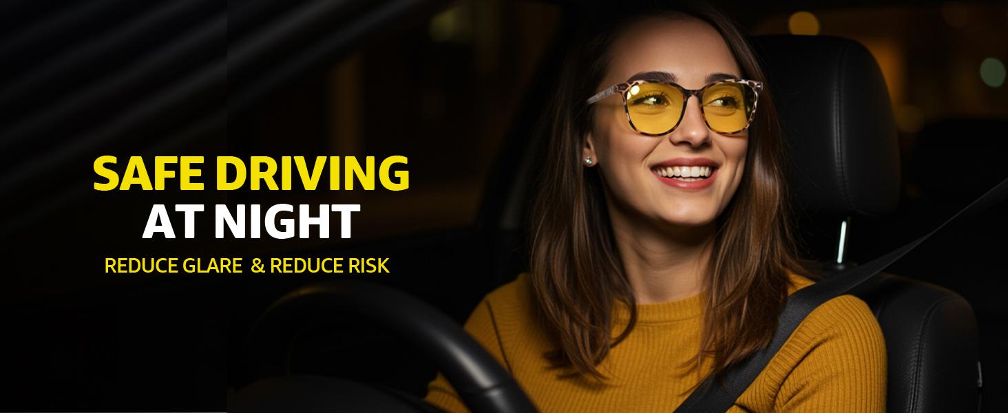 【Night Drivng Glasses】Myiaur Polarized Night Vision Glasses for Women, Anti Glare Driving Vision Glasses with Yellow Lens, UV400 Protection