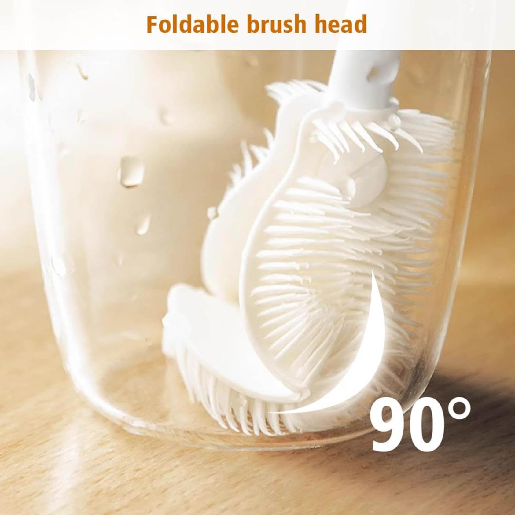 3pc Soft Bristle Silicone Cup Brush, 360°Silicone Cup Brush Long Handle Water Bottle Brush Cleaner, Cup Cleaner Brush Cup Lid Cleaning Brush For Narrow Neck Containers