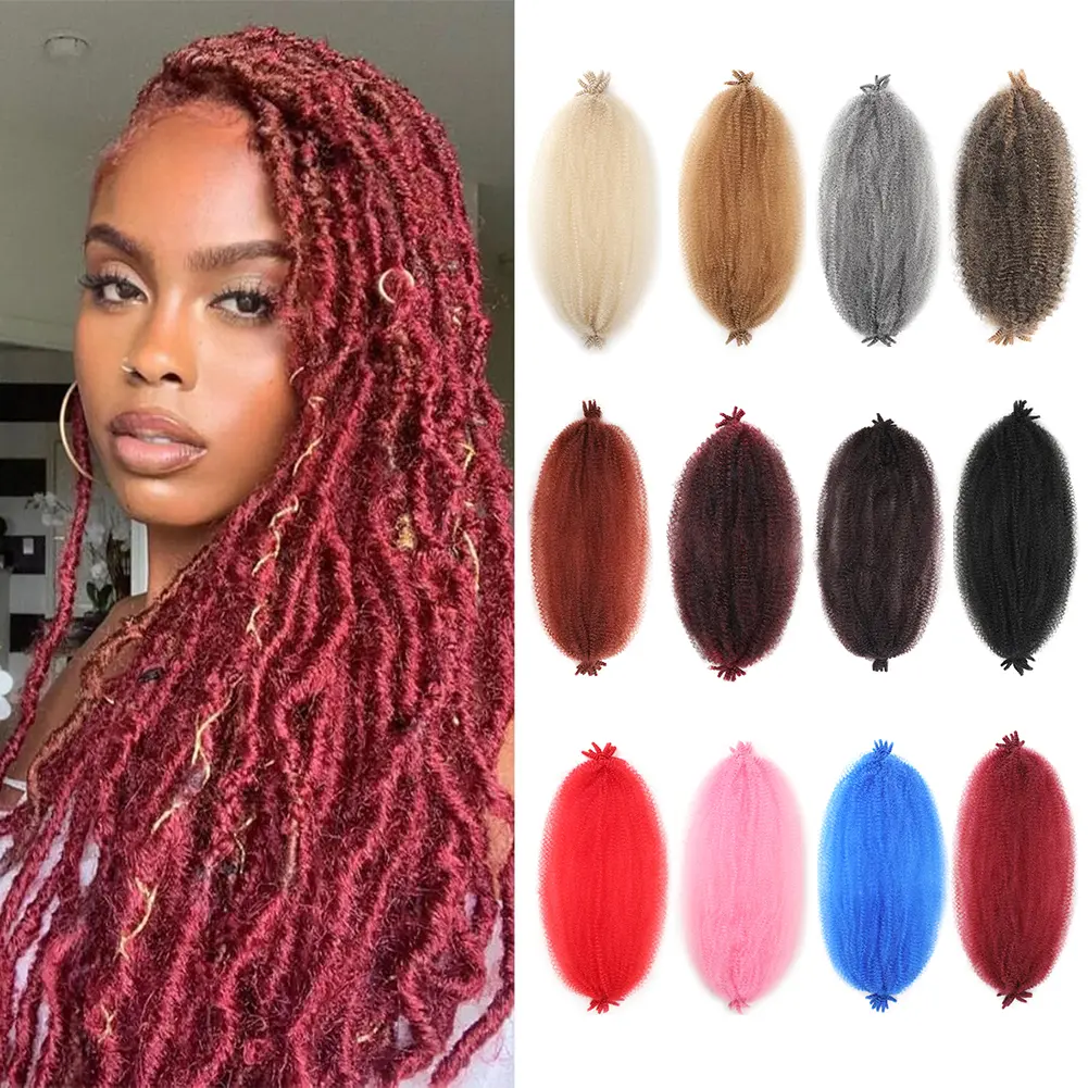 Afro Kinky Bulk 16/24 Inch 3 Bundles Afro Kinky Curly Afro Twist  Braiding Hair Pre-Separated Braiding Hair for Distressed Faux Locs Spring Twist Hair Extensions for Women