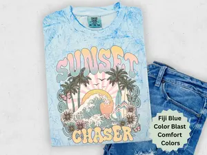Sunset Chaser Comfort Color Color Blast Shirt, Women Trendy  summer tshirt,Women