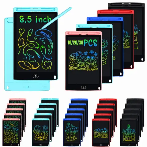 [10/20/30pcs Multiple Packs] 8.5in LCD Writing Tablet for Toddlers Ages 1+, Eye-Care Pressure-Sens Education Device with Plastic Body, Rainbow Lines, Erase Button, Colorful Stylus, Perfect Gift Digital Drawing/Graphics Tablet for Kids Christmas Gifts