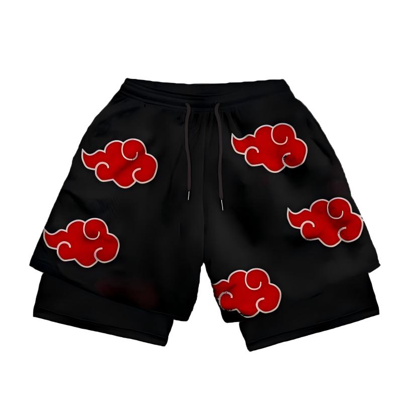 Anime-Style Sports Shorts for Men Two-Piece Double-Layer High-Quality Polyester Quick-Dry & Breathable 20 Versatile Styles Multi-Function