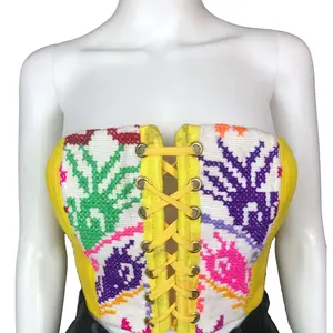 Mexican Fashion Embroidered Corset - Nayibi Mexico Potosi Yellow Corset